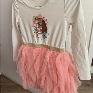 Cream and Pink Girl's Tutu Dress with Gold Waistband